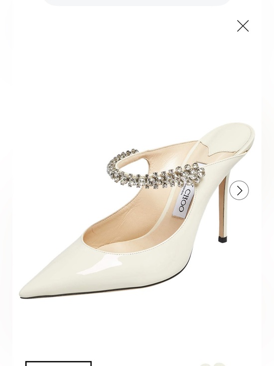 Jimmy Choo Shoes - Jimmy Choo Bing 100MM Embellished Patent Leather Mules Ivory Crystal womens 7 38